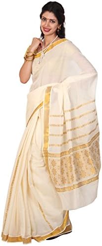 Ennthra Women's Cotton Saree Free Size White