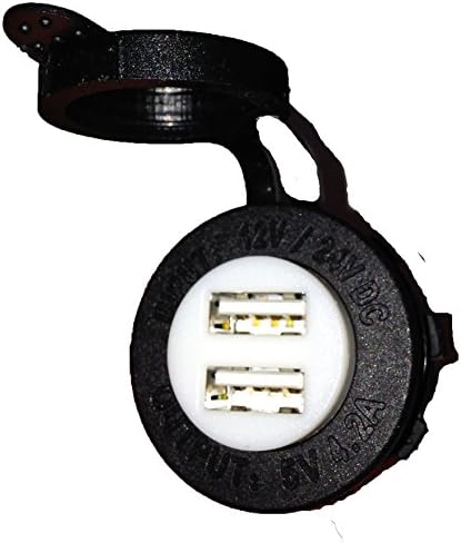 XYZ Boat Supplies Waterproof 4.2 Amp Dual USB Charger Socket for Boat/ Car/ RV/ Motorhome/ Motocycle (White)