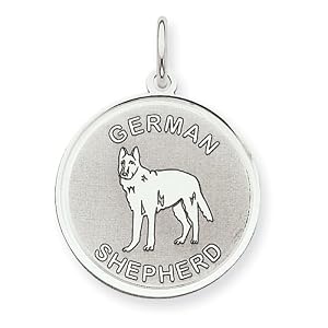 Sterling Silver German Shepherd Dog Disc Charm