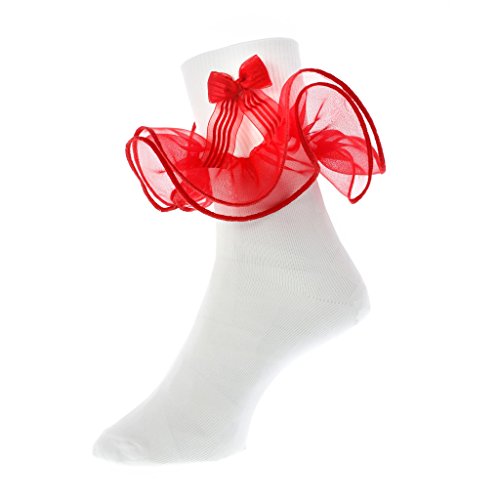 Girls Celebration Nylon Socks with Organza Trim