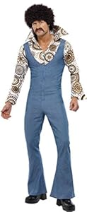Smiffy's Men's Groovy Dancer Costume Jumpsuit with Attached Mock Shirt, Multi, X-Large