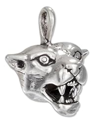 Sterling Silver Growling Cougar Face Charm