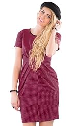 Polka Dot Print Pleated Polyester  Dress