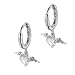 Sterling Silver Dangle Heart Wings Cz Earrings