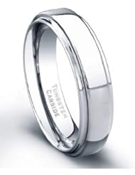 Tungsten Carbide Ring High Polish Finish Beveled Edges Comfort Fit, 6mm