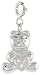 Sterling Silver Jeweled Teddy Bear Charm, w/ Heart  Cubic Zirconia, 11/16