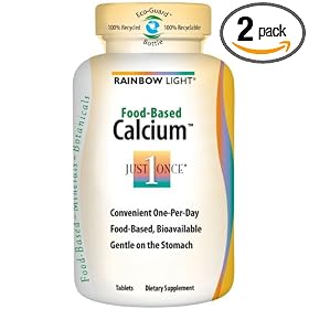 Rainbow Light Just Once Food-Based Calcium Tablets  180-Count Bottles (Pack of 2)