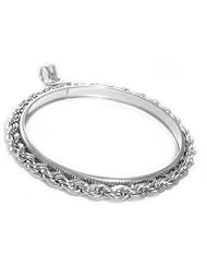COIN Bezel Frame Holder Mount American Walking Liberty 1 oz Silver Eagle Dollar Sterling Silver Rope