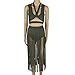Womens Sexy 2 Pieces Outfits Backless Wrapped Crop Top Tasseles Skirt Club Dress