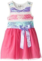 Girls Spring Summer  Mesh Sleeveless Striped Print  Dress With a Bow(s)