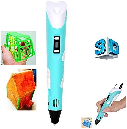 Amooy 2015 New 2nd Generation Upgrade 3D Printer Pen With LCD Display | Doodle In 3 Colors, ABS Filament 1.75mm | Adjustable Temperature, Stereoscopic Design, Blue