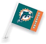 Miami Dolphins Car Flag with Wall Bracket (Set of 2)