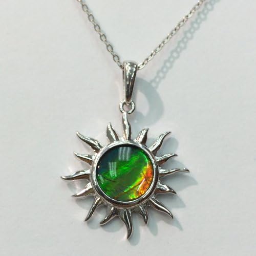Silver & Ammolite Pendant with 18" Silver Chain