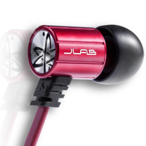 JBuds J4 Rugged Metal In-Ear Earbuds Style Headphones with Travel Case (Black/Red)