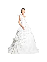A-line Full Length Polyester/Taffeta Off the Shoulder Sleeveless Beaded Ruched Wedding Dress  with a Cathedral Train 