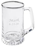 Review CollectibleXchange  / PERSONALIZED Engraved 25 Ounce SILVER RIMMED SPORTS MUG Bar Pub BEER GLASS
