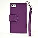 Navor Flip Wallet Book Case [Removable Wrist Strap] [Kickstand] for iPhone 5 / 5S / SE - Purple (IP5OPP)