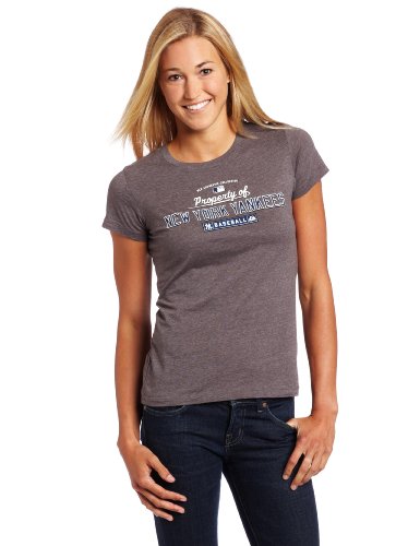 MLB Women's New York Yankees Property Of Short Sleeve Crew Neck Tee (Pro Carbon Heather, XX-Large)
