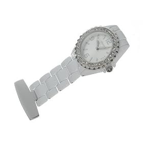 Henley Glamour White Enamel Beauticians Fob Watch