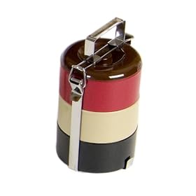 Vivo Small Round Bento Box, Black, Red, Tan, Brown