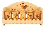 Review ACK  / 5PC SPICE RACK W/WOOD RACK BAMBOO ROOSTER SUNFLOWER