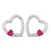 18k Yellow Gold Plated Sterling Silver Simulated Ruby and Diamond Accent Open Heart Earrings