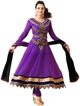 Indian Designer Georgette Purple Embroidered Salwar Kameez