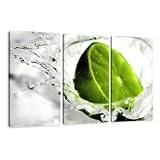 Bild auf Leinwand Lime grün 160 x 90 cm 3 Teile Modell-Nr. XXL 1131 Bilder fertig gerahmt auf echtem Holzrahmen riesig. Ausführung Kunstdruck als Wandbild auf Rahmen. Günstiger als Ölbild Gemälde Poster Plakat mit Bilderrahmen.