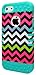 New Impact Hybrid Combo Hard Case Soft Rubber for Iphone 5 Rainbow Chevron Teal Blue Skin