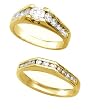 18K Yellow Gold Diamond Wedding Set - 1.18 Ct.