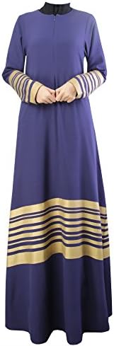 Heart1st Kaftan Abaya Jilbab Islamic Muslim Women Long Maxi Dress (L, NAVY)