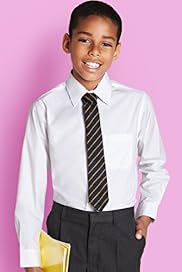 2 Pack Boys Easy to Iron Fairtrade Pure Cotton Long Sleeve Shirts