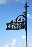 Boardwalk Reflective Address Sign with Christian Fleur Di Lis Symbol on 30 Post exclusively by Address America