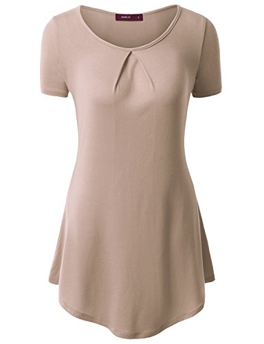Doublju Womens Short Sleeve Round Neck Flared T-Shirt Dress