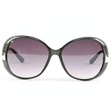 Jackie O Retro Round Oversize Sunglasses Gray Frame with Smoke Lens