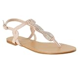 Riverberry Womens Armin Rhinestone-detailed T-strap Sandals (More colors available)
