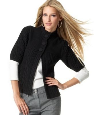 Click here to buy Style&co. Short-Sleeved Cable-Knit Cardigan Sweater by Style&co..