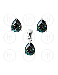 Sterling Silver -Mystic Topaz Stone Earrings Pendant Set (PS-1014)
