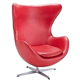 LexMod Arne Jacobson Style Egg Chair in Red Italian Leather LexMod Arne Jacobson Style Egg Chair in Red Italian Leather