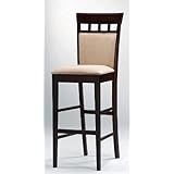 Set of 2 30'H Bar Stools with Upholstered Rich Cappuccino Finish