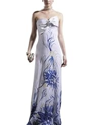 A-line Chiffon Off the Shoulder Sleeveless Floral Print Cocktail Floor Length Beaded Homecoming Dress/Pageant Dress/Prom Dress/Party Dress/Wedding Dress 