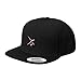 Barber Pole Scissors Embroidered Flat Visor Snapback Hat Black