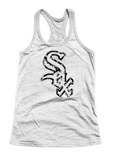 Chicago White Sox Women's White A-line Jersey Racerback Burnout Tank