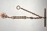#719 Antique Gold Filled Pocket Watch Chain with FLT Oddfellows Fraternal Fob and T-Bar