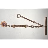 #719 Antique Gold Filled Pocket Watch Chain with FLT Oddfellows Fraternal Fob and T-Bar by Unknown