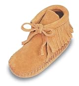 Minnetonka Infant Fringe Bootie in Tan Suede