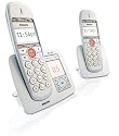 Philips XL6652C/38 Duo DECT Komfort-Telefon mit Anrufbeantworter (große Tasten und Anzeige, hörgerätetauglich, zwei Direkttasten, reduzierter Stromverbrauch ) weiss-silber