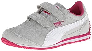 PUMA Steeple All Over Glitter V Sneaker (Toddler/Little Kid),PUMA Silver/White/Fuchsia Purple,11.5 M US Little Kid