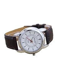 HACBIWA Lady Women Men Classic Design Leatheroid Brown Wrist Big Dial Watches