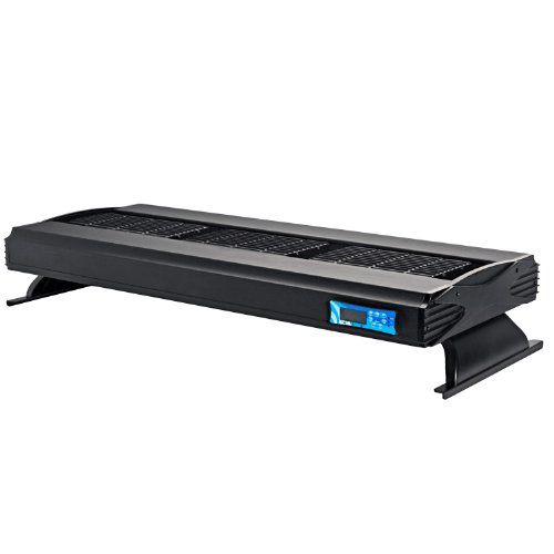 Aquatic Life 2-150-Watt Light R7S HID 4-T5 HO 4-Lunar LED Aquarium Light, 36-Inch, Matte Black Finish